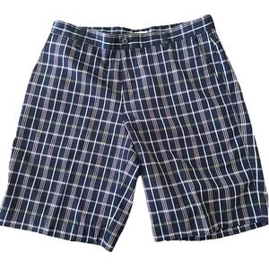 Adidas Men's Golf Shorts Size 34‎ Plaid Blue/Green Chino Flat Front Stretch Logo